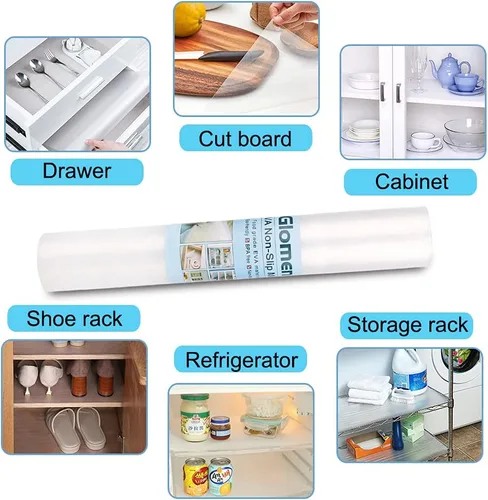 Miniatura 8 de Revestimiento para estantes, forro antideslizante para gabinete, lavable a prueba de aceite para armario de cocina, estantes, refrigerador