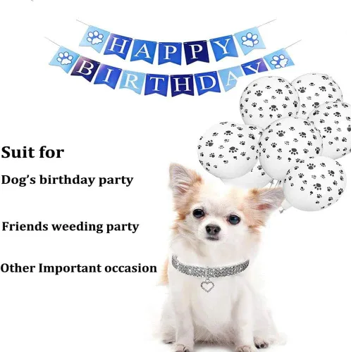 Miniatura 4 de Juego de collar de perro de diamantes de imitación y collar de perlas para perro, correa ajustable para el cuello, collar de perlas de cristal de 4