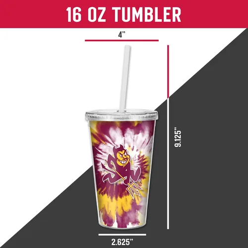 Miniatura 8 de Rico Industries NCAA Sports Team - Vaso transparente de 16 onzas con pajilla, vaso de viaje del color del equipo para fanáticos de los deportes