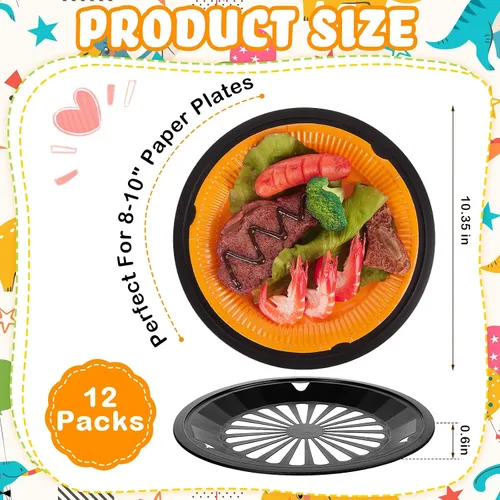Miniatura 2 de Tessco for you 12 piezas de soportes reutilizables de plástico para platos de papel de 10 pulgadas, juego de soportes de plástico resistentes