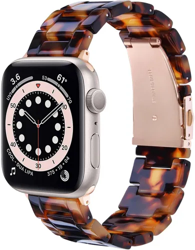 Miniatura 41 de V.R.HOPE Correa de Resina para Reloj Compatible con Apple Watch para Mujeres 38mm 40mm 41mm 42mm Oro Rosa Ligero Pulsera de Pulsera para iWatch Beige