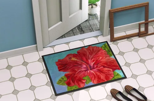 Miniatura 4 de Caroline's Treasures TMTR0319MAT - Felpudo con diseño de hibisco rojo de Malenda Trick de 18 x 27 pulgadas, tapete para puerta delantera