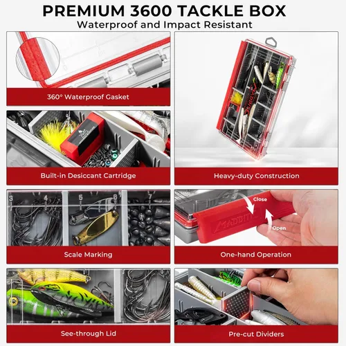 Miniatura 3 de MadBite by KastKing 182/265/400pcs Compact Fishing Tackle Kit - All-in-One Freshwater Hooks, Weights, Bobbers in Tackle Box, Fishing Gear Set for
