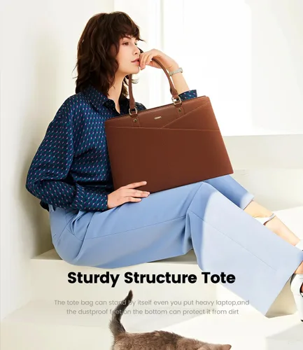 Miniatura 7 de LOVEVOOK Bolsa de mano para laptop para mujer, bolsa de trabajo de cuero para negocios, oficina, maletín para computadora con pequeño clutch, apto