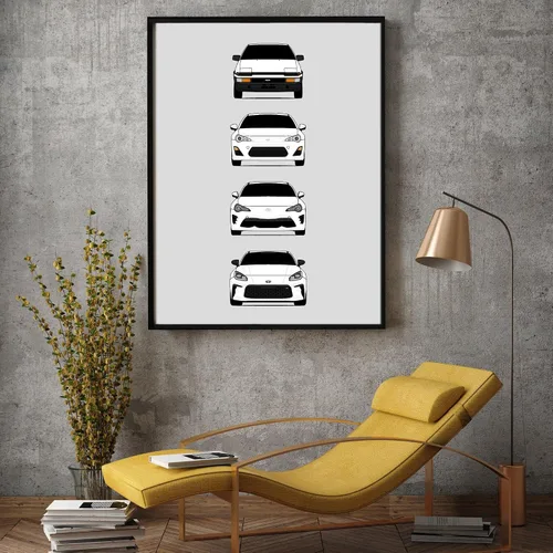 Miniatura 5 de Custom Car Posters Póster hecho a mano compatible con Toyota (Scion) FR-S 86 generaciones e impresión de Toyota 86 Trueno FR-S GR86 AE86 Scion