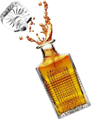 Miniatura 4 de Decantador de vidrio de 25 onzas con tapón geométrico hermético, decantador de whisky para vino, bourbon, brandy, licor, jugo, agua, enjuague bucal