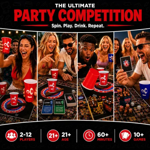 Miniatura 3 de Juego de tablero: combina juegos clásicos y nuevos para beber y para adultos: pong de cerveza, dar la vuelta al vaso, juegos de cartas de reyes