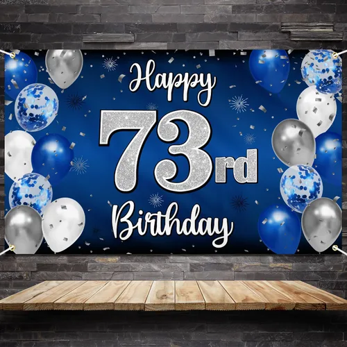 Miniatura 86 de Decoración de feliz cumpleaños 35, globo azul y plateado de 35 años, cartel grande de telón de fondo de cumpleaños, suministros para fiesta de 35th