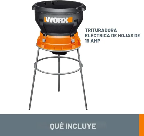 Miniatura 5 de Worx WG430 - Trituradora eléctrica de hojas, sin aspas, plegable (13 A)