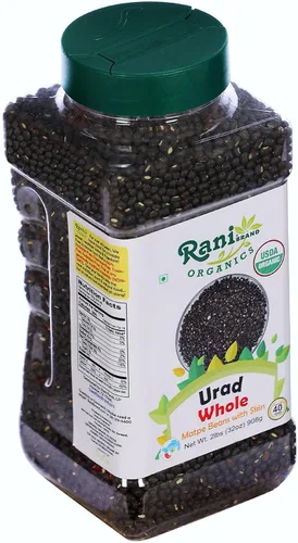 Miniatura 9 de Rani Organic Urid/Urad Entero Negro (frijoles mate con piel) Lentejas indias 32oz (2 libras) Tarro PET de 32.03 oz ~ Todo natural Vegano Apto