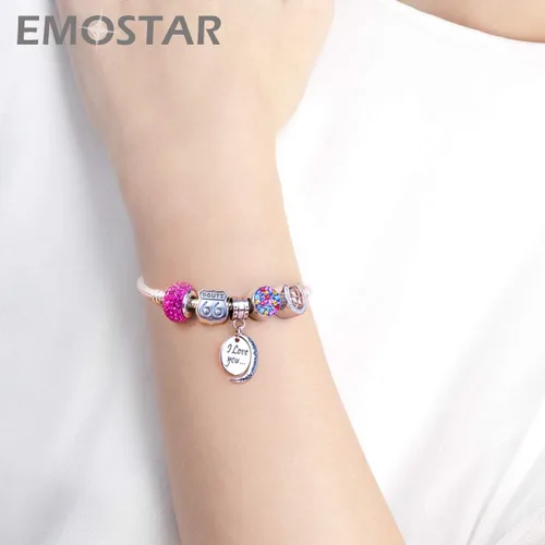 Miniatura 14 de Abalorio de concientización sobre el autismo para pulsera europea de bricolaje, plata de ley 925, dijes esmaltados, dijes Live Love Laugh Charms, I