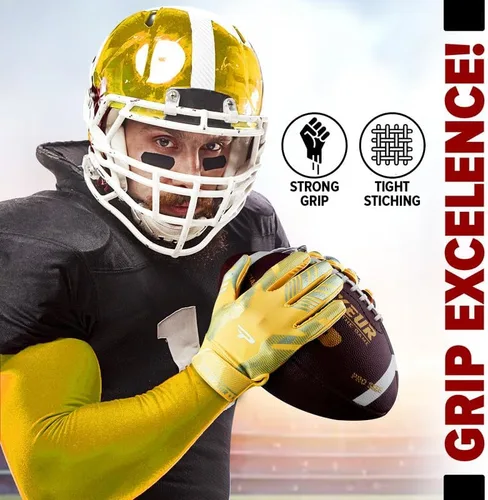 Miniatura 2 de Sticky Receiver - Guantes de fútbol americano para adultos y niños, ajuste elástico, agarre duradero Guantes de fútbol americano juvenil