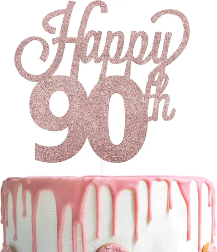 Miniatura 14 de LINGTEER - Decoración para pastel con texto "Happy Birthday 100", color negro