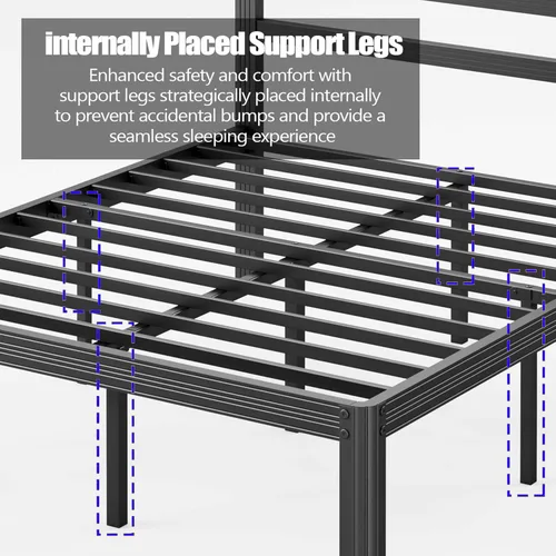 Miniatura 7 de ZIYOO 18 Inch Twin Metal Platform Bed Frame with Headboard, 1000 LBS Sturdy Steel Slat Bed Base, Noise Resistant, No Box Spring Needed, Easy