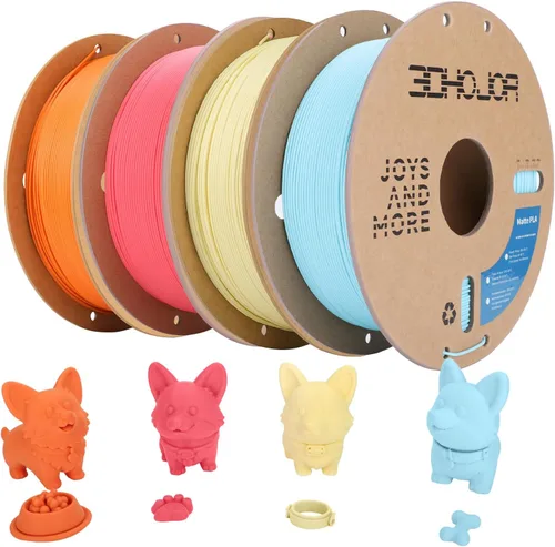 Miniatura 55 de 3DHoJor PLA+ 3D Printer Filament Bundle, Multicolor PLA+ Filament 1.75mm, Vacuum Packed, 0.25kg*8 Pack, 2kg Total, Black+Bone
