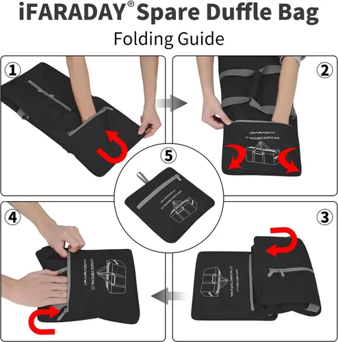 Miniatura 7 de Bolsa de lona plegable de 22 pulgadas, pequeña bolsa de equipaje ligera para viajes, gimnasio, deporte, Negro -, Bolsa de lona pequeña