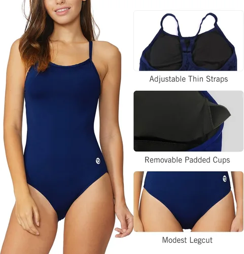 Miniatura 4 de Baleaf - Traje de baño deportivo para mujer, de una pieza, con tirantes ajustables, para natación
