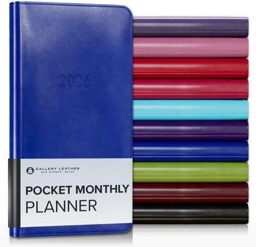 Miniatura 25 de Gallery Leather Agenda Mensual Grande 2025-2026, Elegantemente Encuadernada Planificador de Calendario y Cuaderno con Elegantes Bordes Dorados, 18
