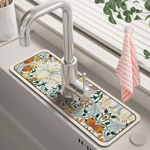 Tapete de drenaje de grifo de estilo fantasía, tapete absorbente para fregadero de cocina, tapete protector de salpicaduras para fregadero de