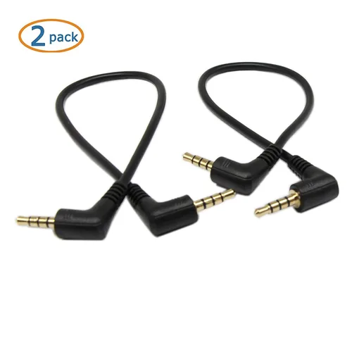 Miniatura 7 de SinLoon Cable TRRS de 0.138 in, (2 unidades) chapado en oro de 90 grados en ángulo derecho e izquierdo de 0.138 in, estéreo de 4 polos macho a