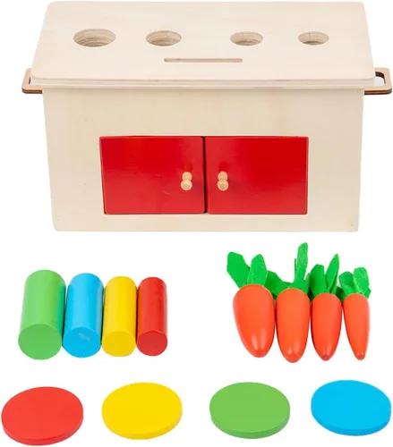 Miniatura 8 de Adena Montessori Kit de juego 4 en 1 para bebés y niños pequeños, de 6 a 12 meses a 3 años, incluye caja de monedas, cilindro, caja de zanahoria