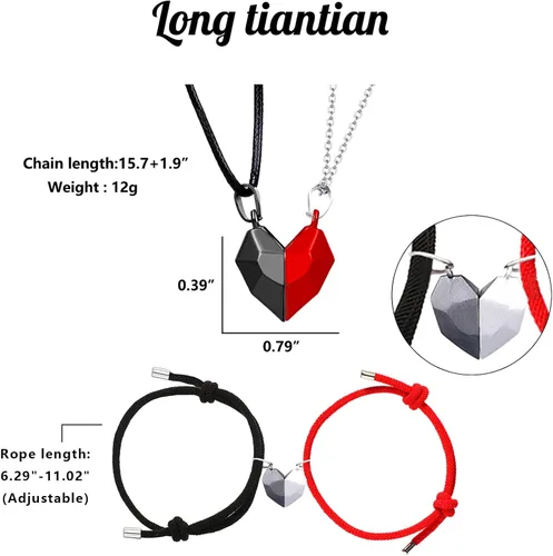 Miniatura 4 de Long tiantian Juego de 6 collares Yin Yang a juego para parejas, collar Ying Yang para 2 pulseras a juego para mejores amigos, pulseras de relación