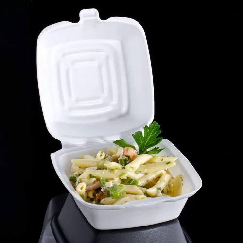 Miniatura 4 de Mr Miracle Recipientes de espuma de 6 x 6 pulgadas, contenedores desechables de espuma de poliestireno para alimentos, tapa con bisagras, 50