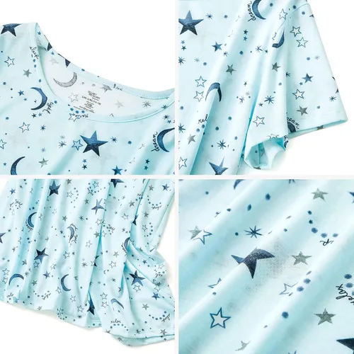 Miniatura 5 de American Trends Camisones para mujer, de algodón, de manga corta, vestido de noche, casual, pijama suave, ropa de dormir
