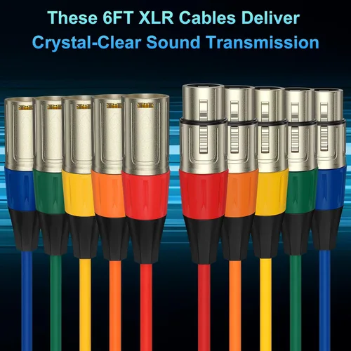 Miniatura 7 de J&D Cable de micrófono XLR, chapado en oro, resistente, equilibrado, de 3 pines, XLR macho a hembra, cable de micrófono de color para mezclador