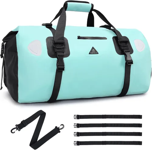 Haimont Bolsa de lona impermeable con correas de fijación rápida para motociclismo, rafting, canotaje, SUP, kayak, viajes, 50L/70L Verde océano