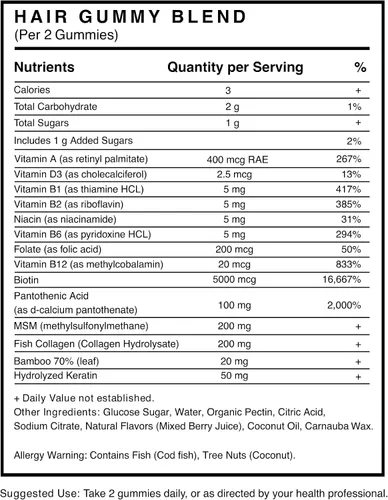 Miniatura 6 de RE:ROOT Gomitas para el crecimiento del cabello, 5,000 mcg de biotina con colágeno, queratina y MSM, soporte para cabello, piel y uñas, 60 gomitas