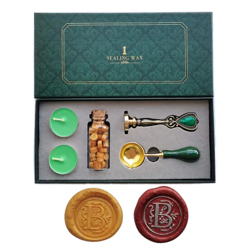 Fancy Letter B - Juego de sellos de cera con diseño de letra B, caja de regalo de estilo europeo, sello personalizado vintage para tarjetas e letras