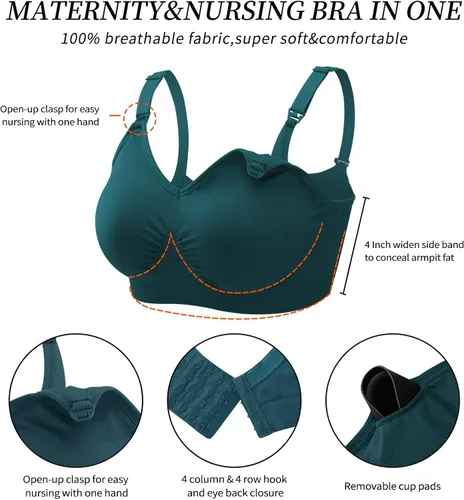 Miniatura 3 de Nursing Bras for Breastfeeding 3 Pack Seamless Maternity Bras Pregnancy Sleep Bralette with Extra Bra Extenders and Clips
