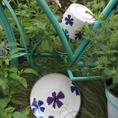 Miniatura 6 de GuangYang Juego de 6 tazas de té de 7 onzas, diseño de flores de color elegante