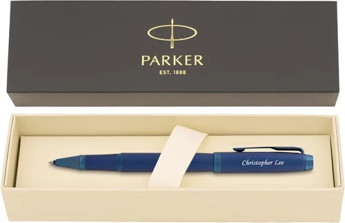 Miniatura 11 de Parker IM - Bolígrafo roller con tapa grabada, laca negra con borde dorado, regalo personalizado para ejecutivos, graduación, jubilación, avance