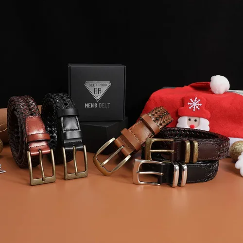 Miniatura 6 de BELTROAD Cinturón de cuero trenzado para hombre, jeans casuales, golf, hebilla de aleación tejida de cuero para hombre, cinturones trenzados a mano