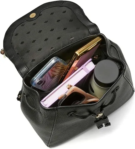 Miniatura 6 de Kate SPADE LEILA - Mochila mediana con solapa de cuero suave negro Negro - Cordón