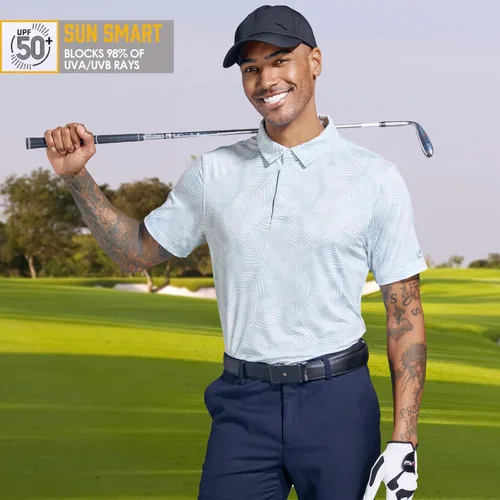 Miniatura 4 de Camisas de golf para hombre, secado rápido, manga corta, estampado de manga corta, que absorbe la humedad