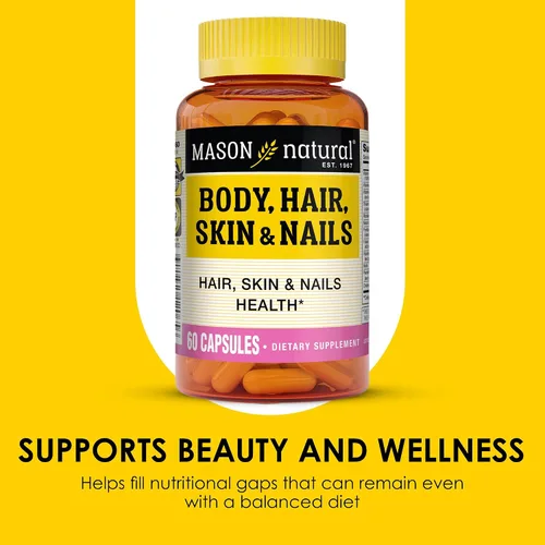 Miniatura 4 de MASON NATURAL Suplemento de belleza prémium para cabello, piel y uñas, con biotina y vitaminas A, C, E y complejo B, 60 cápsulas