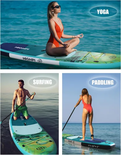 Miniatura 6 de Inflatable Stand-Up Paddle Board: Wide SUP with Full Accessories, Anti-Slip EVA Deck, Paddleboard for Yoga/Surfing/Fishing & More, for Youth & Costa