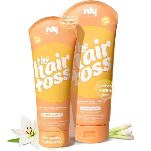 The Hair Toss - Juego de champú y acondicionador para hombres y mujeres, 13.5 floz/7 floz, lirio blanco y hierba de limón, formulado 4.5 pH