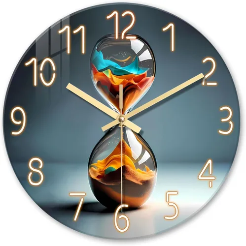 Miniatura 12 de XNM Relojes de Pared de Cristal Verde Azulado Operados con Batería 12 Pulgadas Aurora Relojes de Pared Modernos para Decoración de Sala de Estar