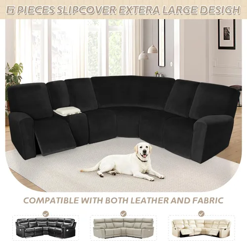 Miniatura 419 de Arfntevss Fundas de sofá seccional reclinable de terciopelo, Funda de sofá seccional de esquina para sofá reclinable, Funda elástica suave