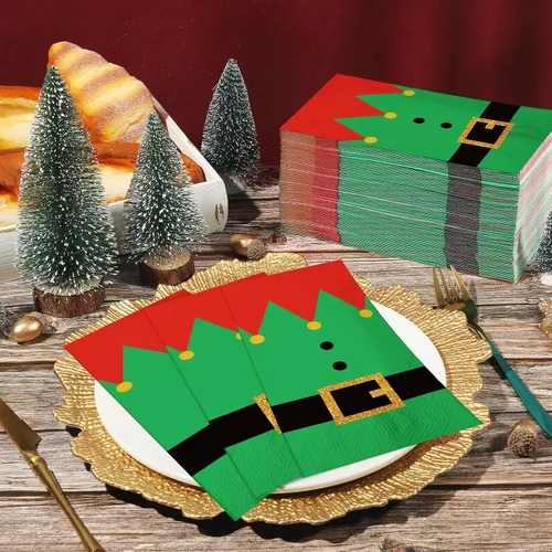 Miniatura 5 de 200 Pcs Christmas Napkins Disposable Paper Xmas Disposable Guest Towels Merry Christmas Dinner Napkins Design for Winter Holiday Party Supplies