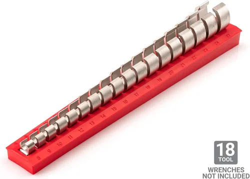 Miniatura 2 de TEKTON 18 herramientas de 3/8 pulgadas, tuerca de trampa, Crowfoot Wrench Organizador Rack, rojo (0.315-1.063 in) ORG25218 Fabricado en Estados