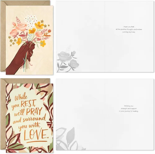 Miniatura 4 de Hallmark Surtido de tarjetas de caoba Thinking of You, Support, Get Well (16 tarjetas con sobres)