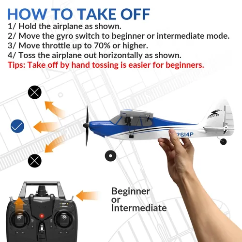 Miniatura 8 de RC Plane Sport Cub 500 S2 RC Avión RTF 4 CH Avión de control remoto con sistema de estabilización giroscópica y acrobático de una tecla, listo