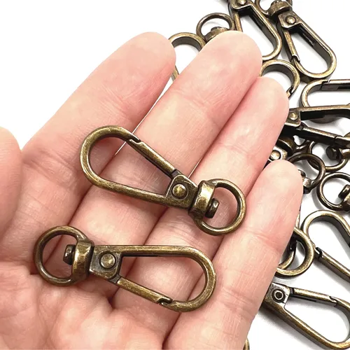 Miniatura 3 de 20 ganchos giratorios de metal de 360° con cierre de langosta, anillo D ancho de 3/8 pulgadas, diámetro interior de 0.394 in, 1.220 in de longitud