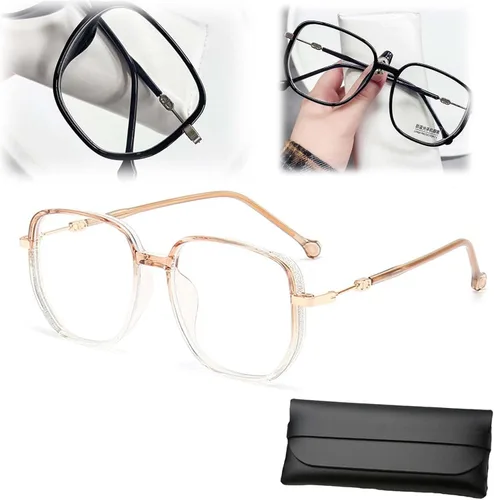 Miniatura 11 de Lentes de lectura portátiles a la moda para mujer, anti luz azul, cuadrados, con bloqueo de luz azul, portátiles ultraligeros (negro, 0)