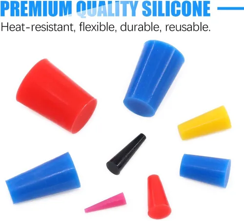 Miniatura 5 de Glarks Kit surtido de tapones cónicos de goma de silicona para enmascarar agujeros durante el recubrimiento en polvo, pintura, inmersión hidráulica